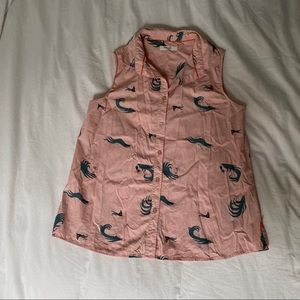 Poler pink surf print collared tank size small
